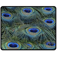 Peacock Feathers Details Two Sides Fleece Blanket (Medium)