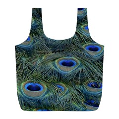 Peacock Feathers Details Full Print Recycle Bag (L)