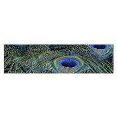 Peacock Feathers Details Oblong Satin Scarf (16  x 60 )