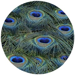 Peacock Feathers Details Wooden Puzzle Round