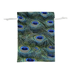 Peacock Feathers Details Lightweight Drawstring Pouch (L)