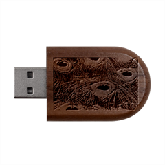 Peacock Feathers Details Wood Oval Usb Flash Drive by Loisa77