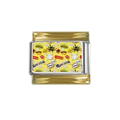 Cartoon Comics Pattern Gold Trim Italian Charm (9mm) by Loisa77