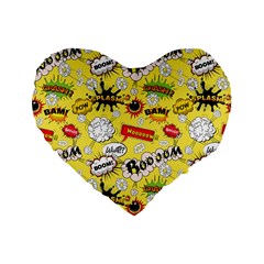 Cartoon Comics Pattern Standard 16  Premium Flano Heart Shape Cushions