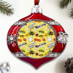 Cartoon Comics Pattern Metal Snowflake And Bell Red Ornament