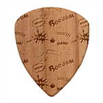 Cartoon Comics Pattern Guitar Shape Wood Guitar Pick Holder Case And Picks Set Pick