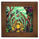 Monkey Tiger Bird Parrot Forest Jungle Style Framed Tile Front