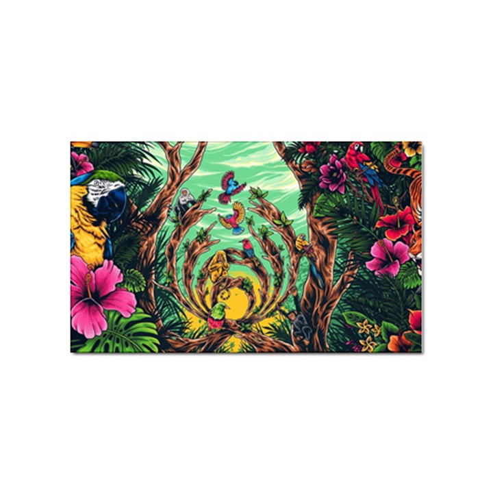 Monkey Tiger Bird Parrot Forest Jungle Style Sticker Rectangular (100 pack)