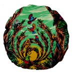 Monkey Tiger Bird Parrot Forest Jungle Style Large 18  Premium Round Cushions Back