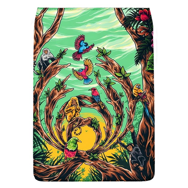 Monkey Tiger Bird Parrot Forest Jungle Style Removable Flap Cover (L)