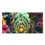 Monkey Tiger Bird Parrot Forest Jungle Style Satin Shawl 45  x 80  Front