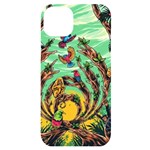 Monkey Tiger Bird Parrot Forest Jungle Style iPhone 14 Plus Black UV Print Case Front