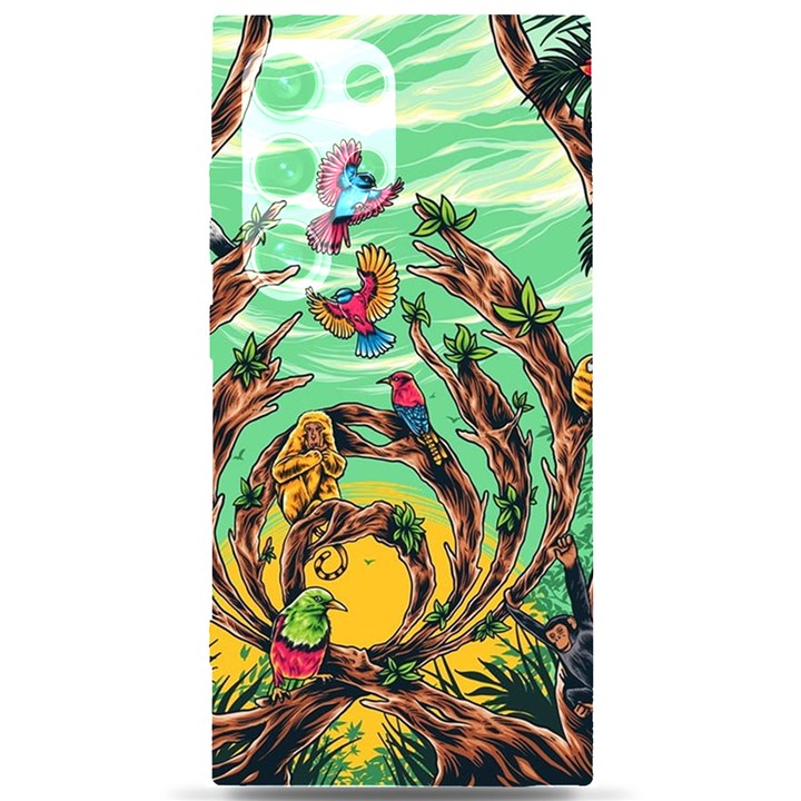 Monkey Tiger Bird Parrot Forest Jungle Style Samsung Galaxy S24 Ultra 6.9 Inch Black TPU UV Case