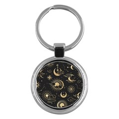 Asian Seamless Pattern With Clouds Moon Sun Stars Vector Collection Oriental Chinese Japanese Korean Key Chain (round) by Grandong