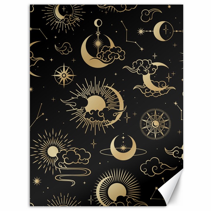 Asian Seamless Pattern With Clouds Moon Sun Stars Vector Collection Oriental Chinese Japanese Korean Canvas 36  x 48 