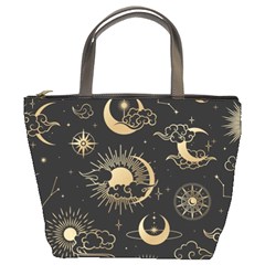 Asian Seamless Pattern With Clouds Moon Sun Stars Vector Collection Oriental Chinese Japanese Korean Bucket Bag by Grandong