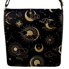 Asian Seamless Pattern With Clouds Moon Sun Stars Vector Collection Oriental Chinese Japanese Korean Flap Closure Messenger Bag (s) by Grandong