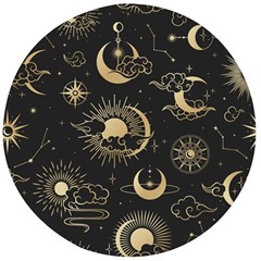 Asian Seamless Pattern With Clouds Moon Sun Stars Vector Collection Oriental Chinese Japanese Korean Wooden Bottle Opener (round) by Grandong