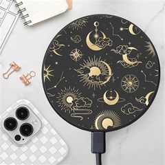 Asian Seamless Pattern With Clouds Moon Sun Stars Vector Collection Oriental Chinese Japanese Korean Wireless Fast Charger(black) by Grandong