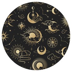 Asian Seamless Pattern With Clouds Moon Sun Stars Vector Collection Oriental Chinese Japanese Korean Round Trivet by Grandong