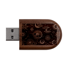 Asian Seamless Pattern With Clouds Moon Sun Stars Vector Collection Oriental Chinese Japanese Korean Wood Oval Usb Flash Drive by Grandong