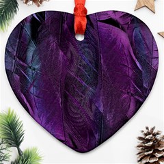 Feather Pattern Texture Form Heart Ornament (two Sides)