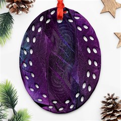 Feather Pattern Texture Form Oval Filigree Ornament (two Sides)