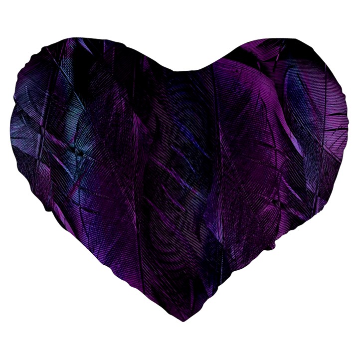 Feather Pattern Texture Form Large 19  Premium Heart Shape Cushions