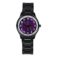 Feather Pattern Texture Form Stainless Steel Round Watch by Grandong