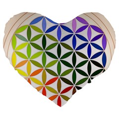 Mandala Rainbow Colorful Large 19  Premium Flano Heart Shape Cushions