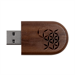 Mandala Rainbow Colorful Wood Oval USB Flash Drive