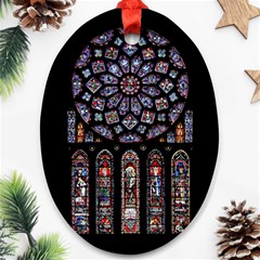 Chartres Cathedral Notre Dame De Paris Stained Glass Oval Ornament (two Sides)