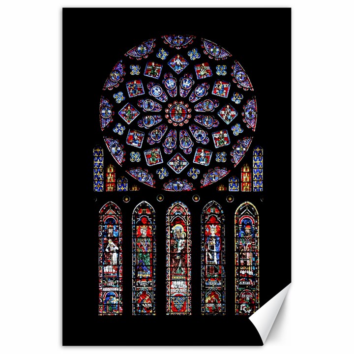 Chartres Cathedral Notre Dame De Paris Stained Glass Canvas 20  x 30 