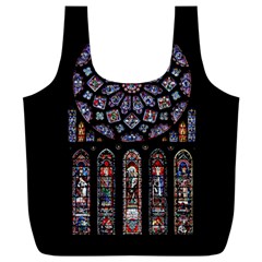 Chartres Cathedral Notre Dame De Paris Stained Glass Full Print Recycle Bag (xxl) by Grandong