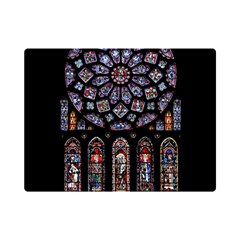 Chartres Cathedral Notre Dame De Paris Stained Glass Premium Plush Fleece Blanket (mini) by Grandong