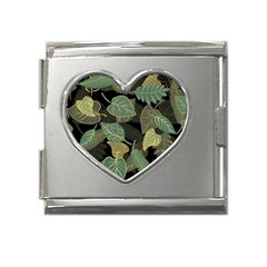 Autumn Fallen Leaves Dried Leaves Mega Link Heart Italian Charm (18mm)