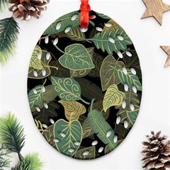 Autumn Fallen Leaves Dried Leaves Ornament (oval Filigree)