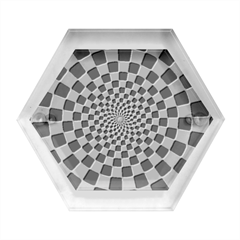 Geomtric Pattern Illusion Shapes Hexagon Wood Jewelry Box by Grandong