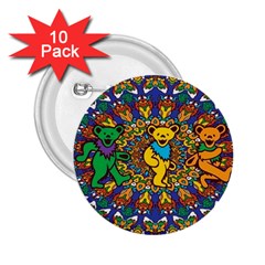 Dead Dancing Bears Grateful Dead Pattern 2 25  Buttons (10 Pack)  by Grandong