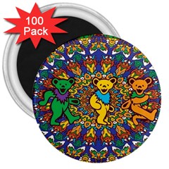 Dead Dancing Bears Grateful Dead Pattern 3  Magnets (100 Pack) by Grandong