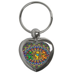 Dead Dancing Bears Grateful Dead Pattern Key Chain (heart) by Grandong