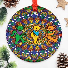 Dead Dancing Bears Grateful Dead Pattern Round Ornament (two Sides)