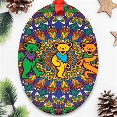 Dead Dancing Bears Grateful Dead Pattern Oval Ornament (two Sides)