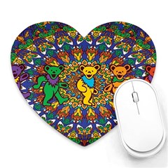 Dead Dancing Bears Grateful Dead Pattern Heart Mousepad by Grandong