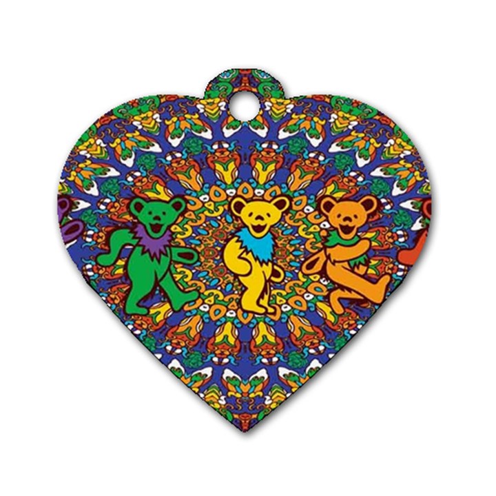 Dead Dancing Bears Grateful Dead Pattern Dog Tag Heart (One Side)