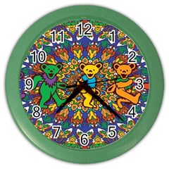 Dead Dancing Bears Grateful Dead Pattern Color Wall Clock by Grandong