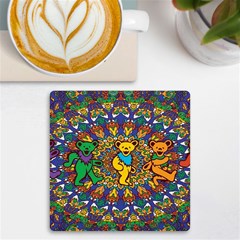 Dead Dancing Bears Grateful Dead Pattern Uv Print Square Tile Coaster  by Grandong