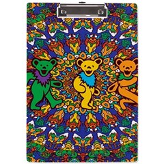 Dead Dancing Bears Grateful Dead Pattern A4 Acrylic Clipboard by Grandong