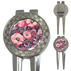 Vintage Floral Poppies 3-in-1 Golf Divots by Grandong