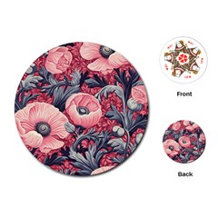 Vintage Floral Poppies Playing Cards Single Design (round)